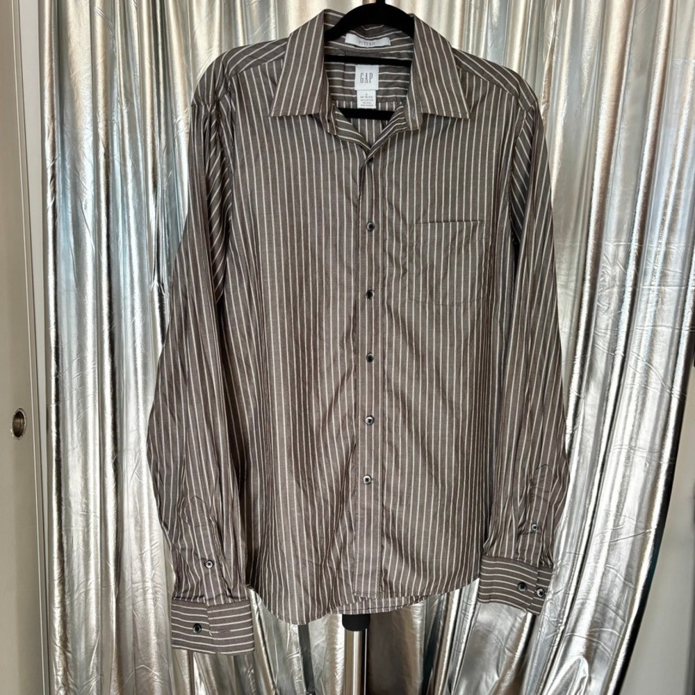 GAP Fitted Brown Striped Button Down Shir